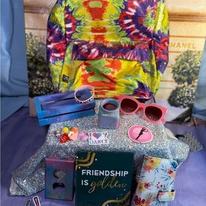 Colorful Tie-Dye Backpack with bright colorful Accessories Bundle deal!